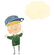 retro cartoon boy with thought bubble