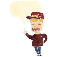 retro cartoon boy answering question