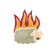 retro cartoon burning sheep