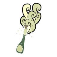 retro cartoon champagne bottle