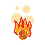 retro cartoon flaming basketball N2