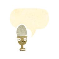 retro cartoon boiled egg with speech bubble