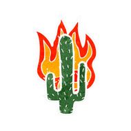 burning wild west cactus retro cartoon