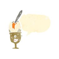retro cartoon boiled egg with speech bubble N2