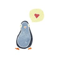 retro cartoon penguin in love N2