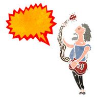 retro cartoon electric guitar player