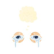 retro cartoon crying eyes with thought bubble