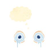 retro cartoon crying eyes with thought bubble N2