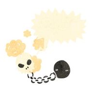 retro cartoon skull ball and chain