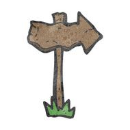 retro cartoon pointing sign post N2