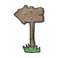retro cartoon pointing sign post N3