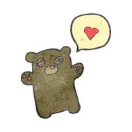 retro cartoon teddy bear with love heart N2