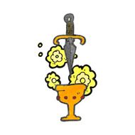 retro cartoon dagger and cup