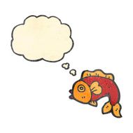 retro cartoon fish with thought bubble