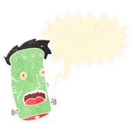 retro cartoon frankenstein monster face