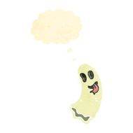 retro cartoon ghost with thought bubble N2