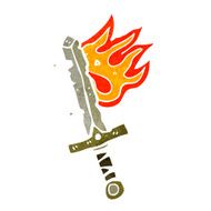 retro cartoon flaming sword N3