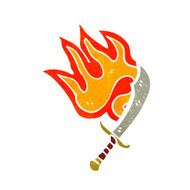 retro cartoon flaming sword N4