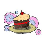 retro cartoon slice of cake