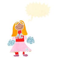 retro child&#039;s drawing of a cheerleader