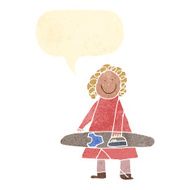 child&#039;s drawing of a woman ironing