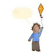 child&#039;s drawing of a boy flying kite N6
