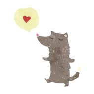 retro cartoon wolf in love