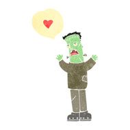 retro cartoon frankenstein&#039;s monster in love