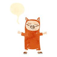 retro cartoon person wearing cat costume with speech bubble N2