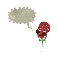 retro cartoon slimy skull N2