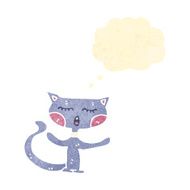 retro cartoon cat with thought bubble N10