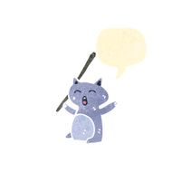 retro cartoon cat with stick