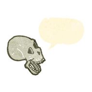 retro cartoon skull with speech bubble N5
