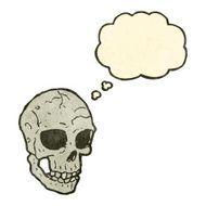 cartoon spooky skull with thought bubble N172