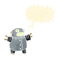 retro cartoon robot with speech bubble
