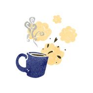 retro cartoon steaming hot mug