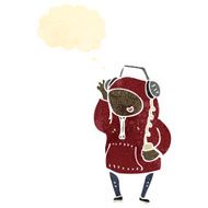 retro cartoon teenager listening to music