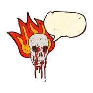 retro cartoon flaming skull N5