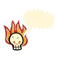 retro cartoon flaming skull symbol N2