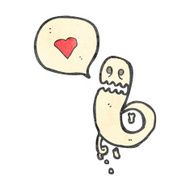 retro cartoon ghost with speech bubble N7