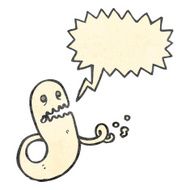 retro cartoon ghost with speech bubble N8