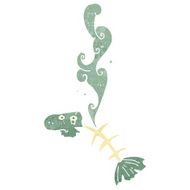 retro cartoon smelly old fish bones