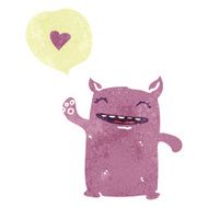 cute little monster retro cartoon