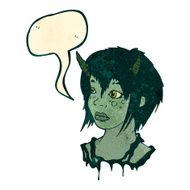 retro cartoon alien girl