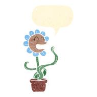 retro cartoon flower with speech bubble N4