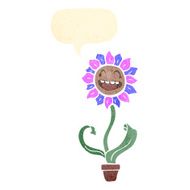 retro cartoon flower with speech bubble N5