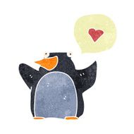 retro cartoon penguin in love N3