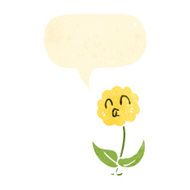 retro cartoon flower with speech bubble N6