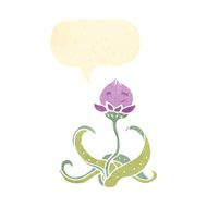 retro cartoon flower with speech bubble N7
