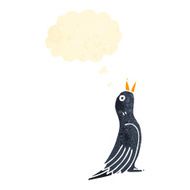 retro cartoon blackbird with thought bubble